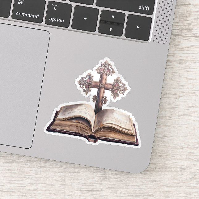 Decorative Cross and Open Bible Vinyl (Detail)