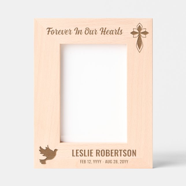 Decorative Cross & Dove Forever in Our Hearts Etched Frames (Front)