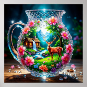 Decorative Crystal Vase With Forest Scene Poster