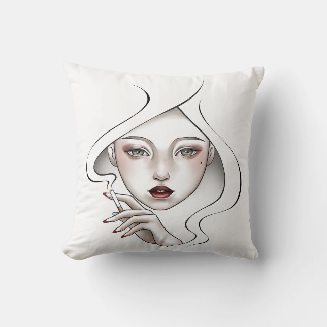 Decorative cushion, smoked girl cushion (Front)