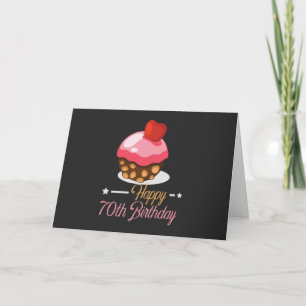 Decorative Cute 70th birthday chocolate cake Card