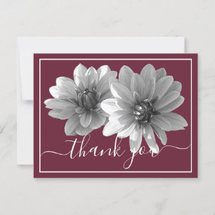 Decorative Dahlia Wine Colour Background Thank You Postcard