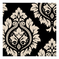 Decorative Damask Art I – Cream on Black