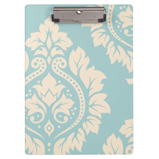 Decorative Damask Art I – Cream on Blue Clipboard (Front)