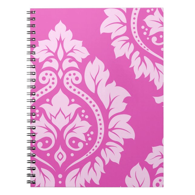 Decorative Damask Art I – Light on Dark Pink Notebook (Front)