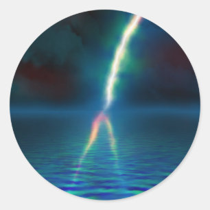 Decorative Dark Calm Storm at Sea with Lightning Classic Round Sticker