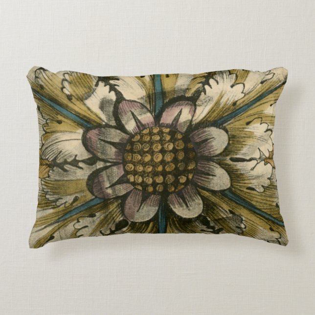 Decorative Demask Rosette on Grey Background Cushion (Front)