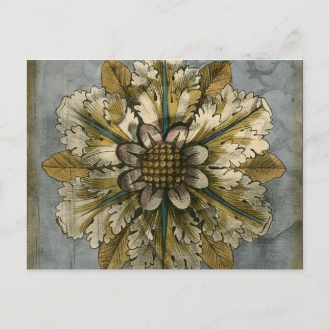 Decorative Demask Rosette on Grey Background Postcard (Front)