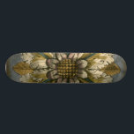 Decorative Demask Rosette on Grey Background Skateboard<br><div class="desc">Jennifer Goldberger produced this decorative damask featuring a beautiful rosette over a grey background. A damask is a woven pattern that can be made of silk,  wool,  linen,  or other fabrics that was invented during the Byzantine empire. Purchase this print to show your friends your love of ancient culture!</div>