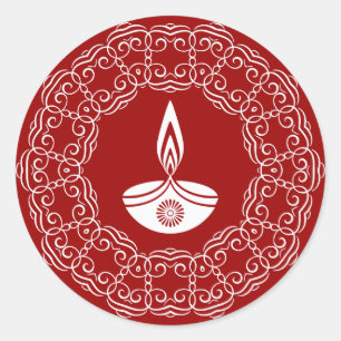 Decorative Diwali Design Classic Round Sticker