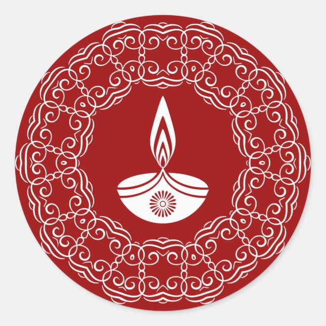 Decorative Diwali Design Classic Round Sticker (Front)