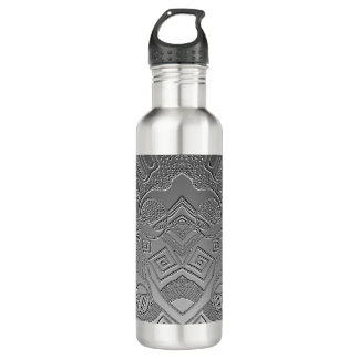 Decorative doodle pattern in gray 710 ml water bottle