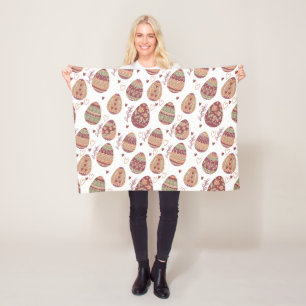 Decorative Easter Eggs Pattern Fleece Blanket