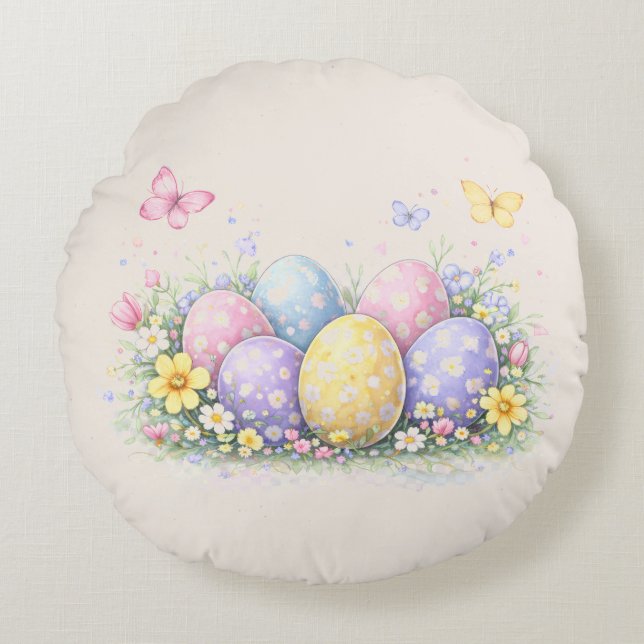 Decorative Easter Eggs Throw Pillow (Front)