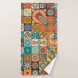 Decorative Elements: Vintage Hand-Drawn Pattern Bath Towel