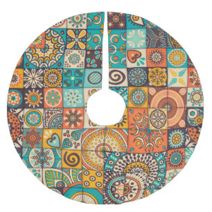 Decorative Elements: Vintage Hand-Drawn Pattern Brushed Polyester Tree Skirt
