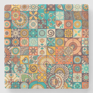 Decorative Elements: Vintage Hand-Drawn Pattern Stone Coaster