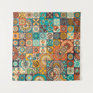 Decorative Elements: Vintage Hand-Drawn Pattern Tapestry