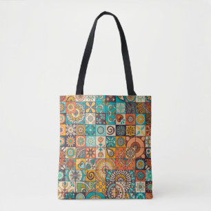 Decorative Elements: Vintage Hand-Drawn Pattern Tote Bag