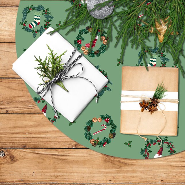 Decorative elements within Christmas crowns Brushed Polyester Tree Skirt (Creator Uploaded)