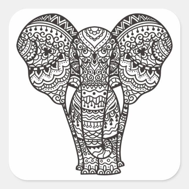 Decorative Elephant Style Square Sticker (Front)