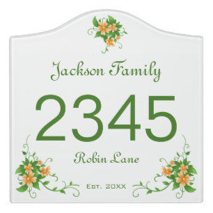 Decorative Family Name House Number Sign