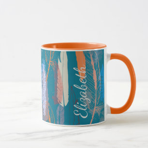 Decorative Feather Design Personalised Mug