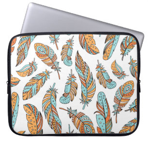 Decorative Feathers: Hand-Drawn Vintage Art Laptop Sleeve