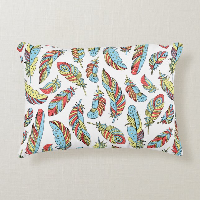 Decorative feathers seamless pattern. Hand drawn v Cushion (Front)