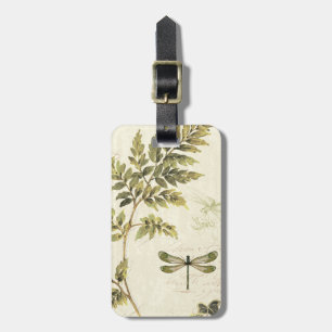 Decorative Ferns and a Dragonfly Luggage Tag