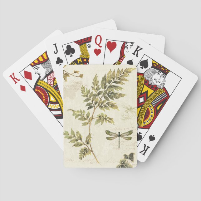Decorative Ferns and a Dragonfly Playing Cards (Back)