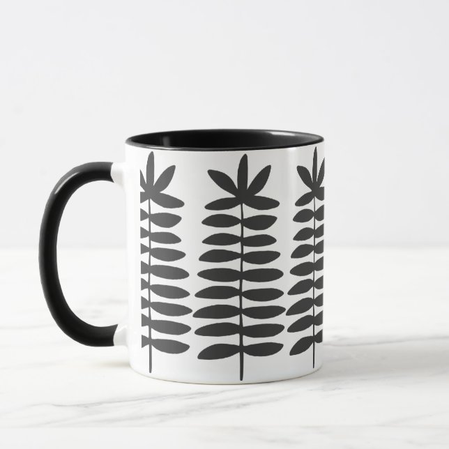 Decorative Ferns - Black Mug (Left)
