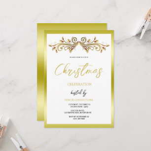 Decorative Festive Holly Swirls Christmas Invitation