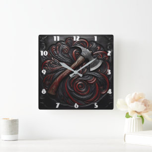 Decorative Fireman's Axe Square Wall Clock
