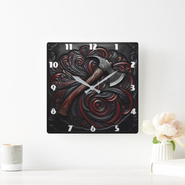 Decorative Fireman's Axe Square Wall Clock (Home)