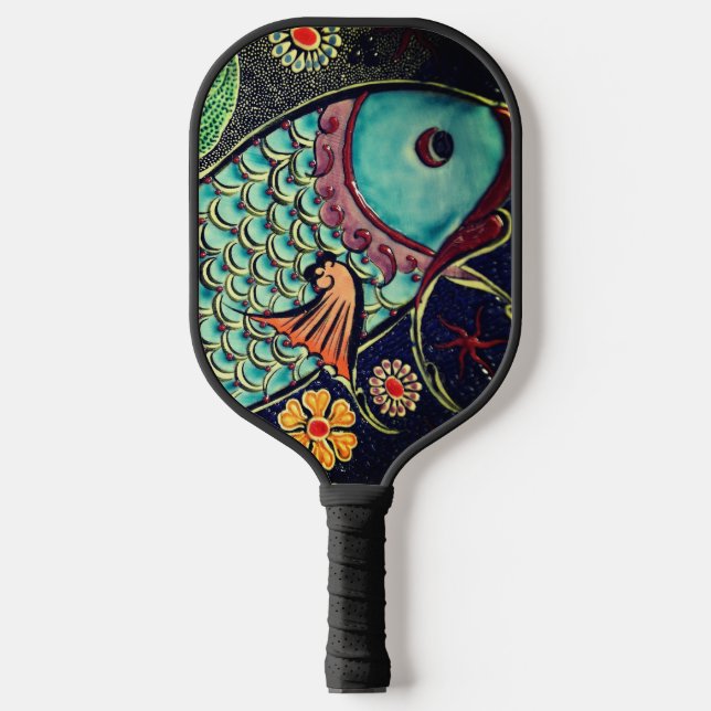 Decorative Fish Mosaic Koi Design Pickleball Paddle (Front)