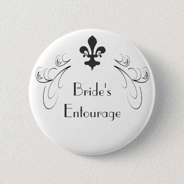 Decorative Fleur de Lis Brides Entourage Button (Front)