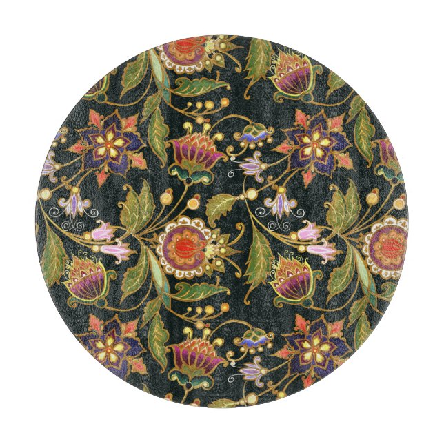 Decorative Floral: Acrylic Golden Purple. Cutting Board (Front)