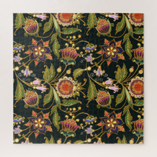 Decorative Floral: Acrylic Golden Purple. Jigsaw Puzzle