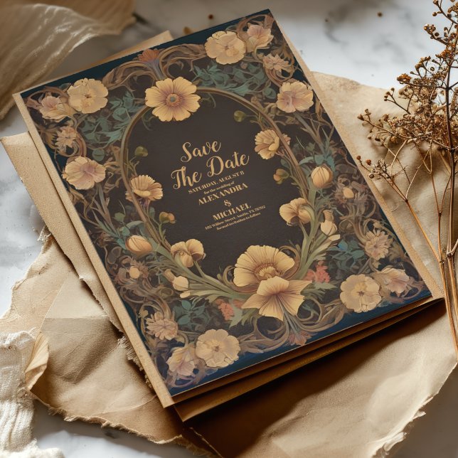 Decorative Floral Art Nouveau Wedding Save The Date (Creator Uploaded)
