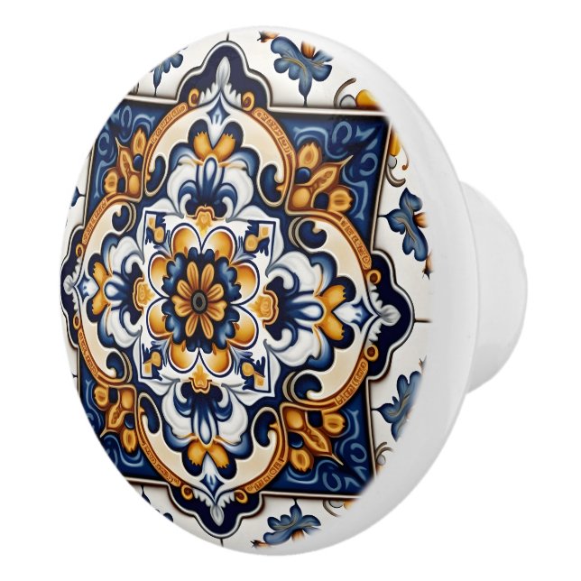 Decorative Floral Botanical Mediterranean Spanish Ceramic Knob (Right)