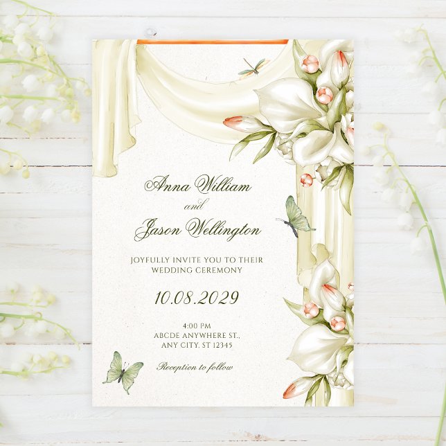 Decorative floral botanical wedding invitation (Creator Uploaded)