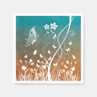 DECORATIVE FLORAL BUTTERFLIES PAPER DECOUPAGE NAPKIN