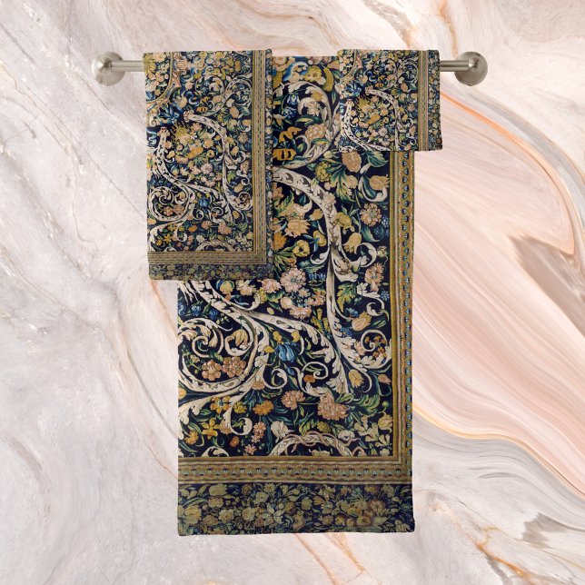 Decorative Floral Carpet Pattern Bath Towel Set (Creator Uploaded)