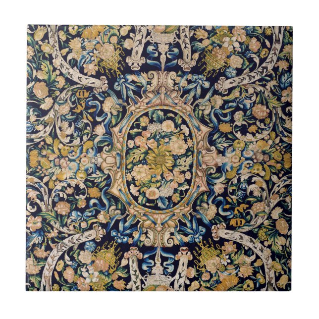 Decorative Floral Carpet Pattern Ceramic Tile (Front)