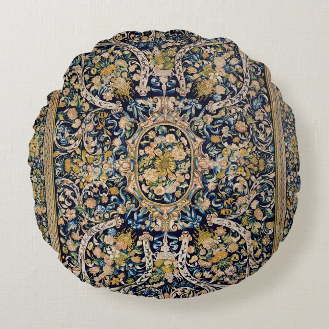 Decorative Floral Carpet Pattern Round Cushion (Front)