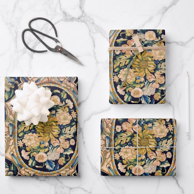 Decorative Floral Carpet Pattern Wrapping Paper Sheet (Front)