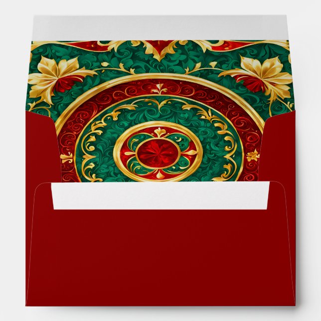 Decorative Floral Christmas Holiday Envelope (Back (Bottom))