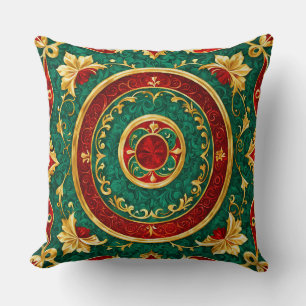 Decorative Floral Christmas Throw Pillow