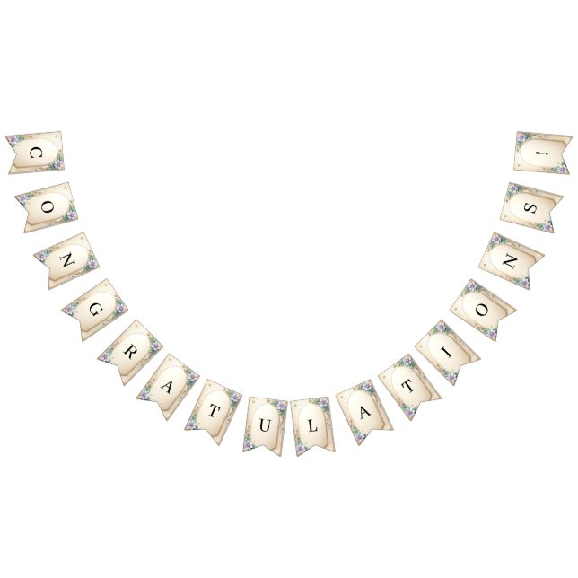 Decorative Floral Frame with Pearls Bunting Flag (All)